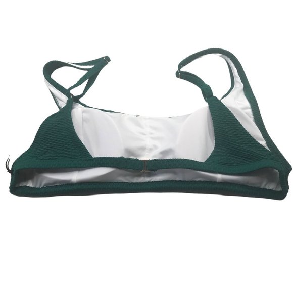Shade And Shore Women's Size XL 16-18 Textured Square Neck Bralette Swim Green - Picture 2 of 16